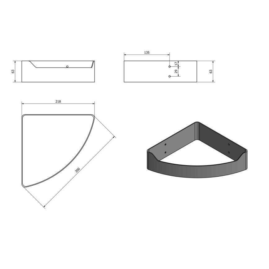 Aqualine - Mensola per doccia ad angolo SAMBA 21,8x30 cm nero