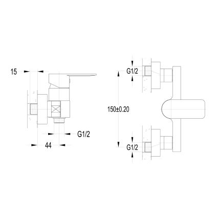 Aqualine - Miscelatore doccia DAPHNE, finitura cromo lucido