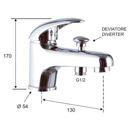 Aqualine - Miscelatore per lavabo con deviatore KASIOPEA 17 cm cromo lucido