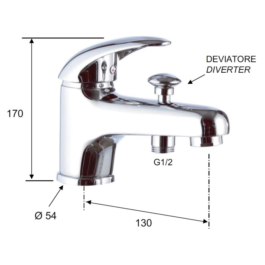 Aqualine - Miscelatore per lavabo con deviatore KASIOPEA 17 cm cromo lucido