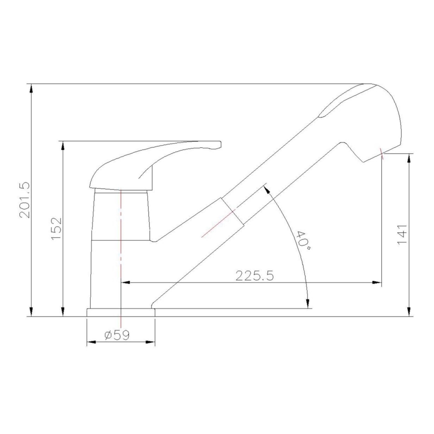 Aqualine - Miscelatore per lavello KASIOPEA 20 cm cromo lucido