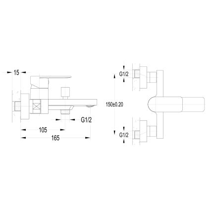 Aqualine - Miscelatore per vasca DAPHNE cromato lucido