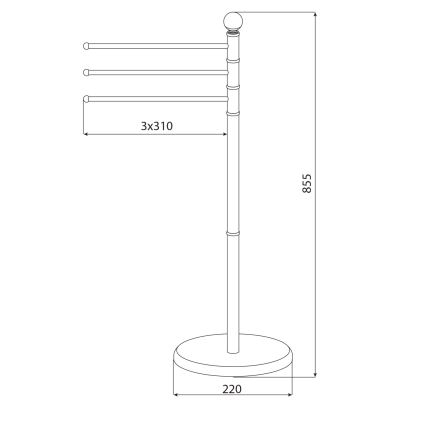 Aqualine - Piedistallo con gancio per asciugamani SAMBA 85,5 cm acciaio inossidabile/cromo lucido
