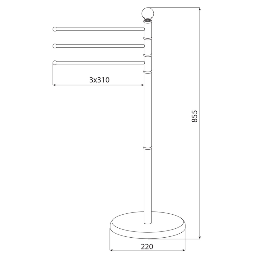 Aqualine - Piedistallo con gancio per asciugamani SAMBA 85,5 cm acciaio inossidabile/cromo lucido