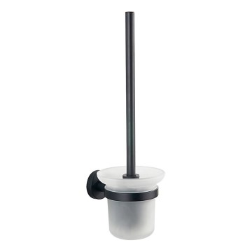 Aqualine - Porta scopino WC da parete SAMBA vetro satinato/nero opaco