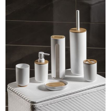 Aqualine - Porta spazzolino SNOW bianco/bambù