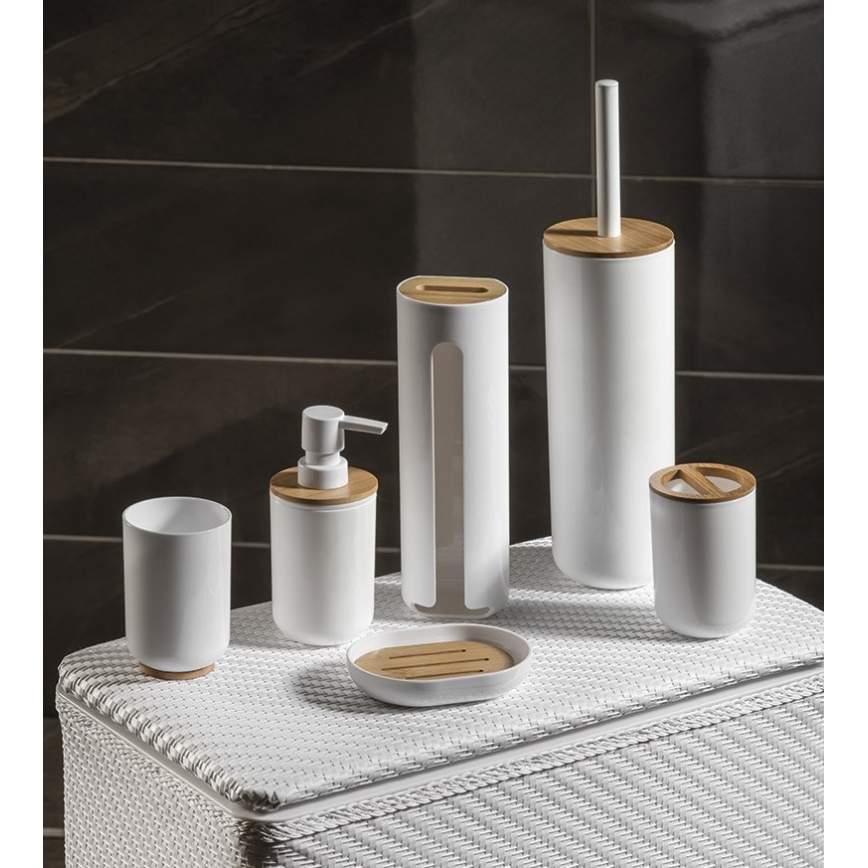 Aqualine - Porta spazzolino SNOW bianco/bambù