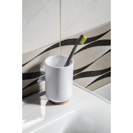 Aqualine - Porta spazzolino SNOW bianco/bambù