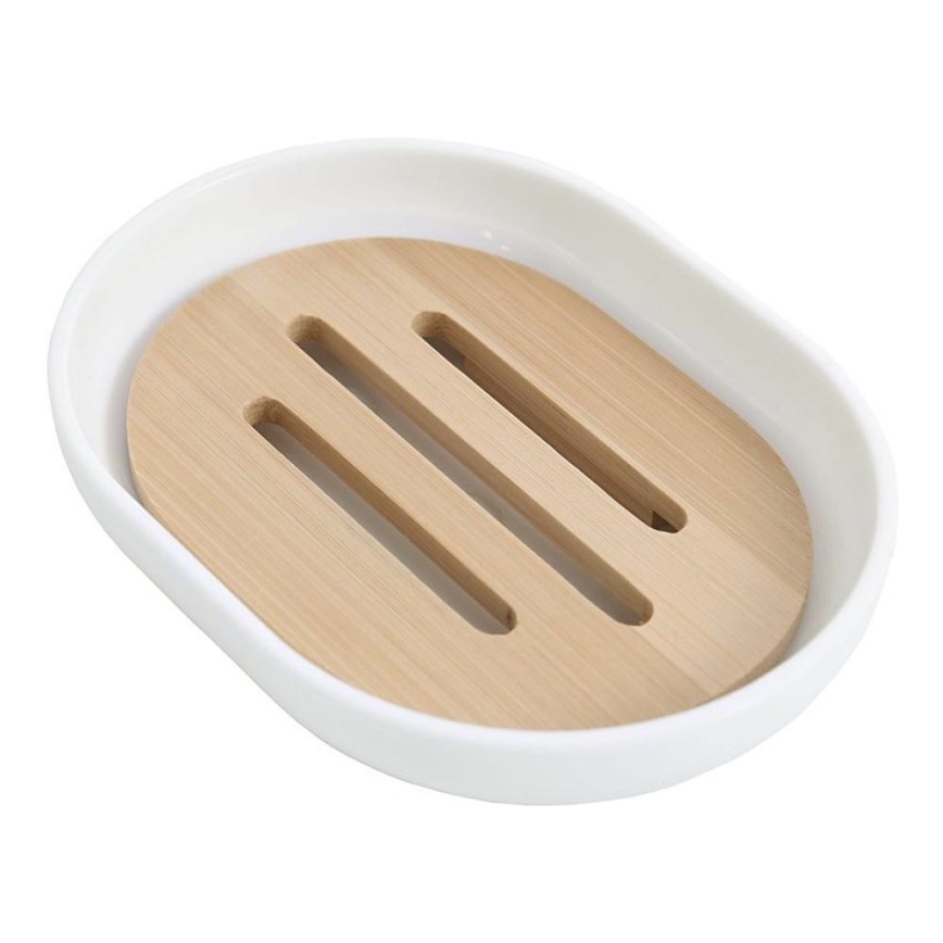 Aqualine - Portasapone SNOW bianco/bambù