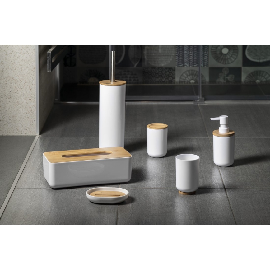 Aqualine - Portasapone SNOW bianco/bambù
