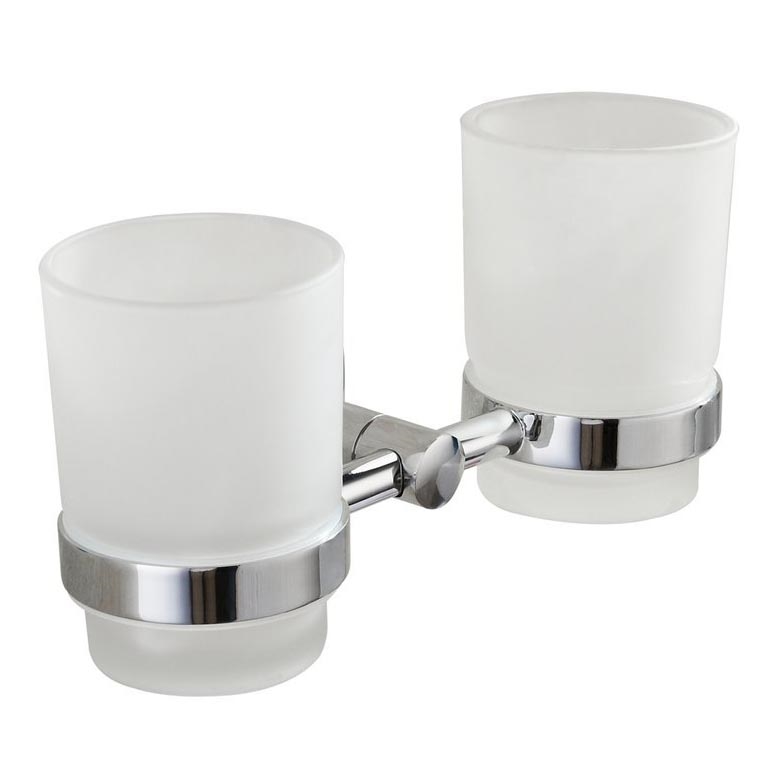 Aqualine - Portaspazzolino a parete SAMBA bianco latte vetro/cromo lucido