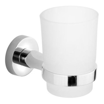 Aqualine - Portaspazzolino a parete SAMBA bianco latte vetro/cromo lucido