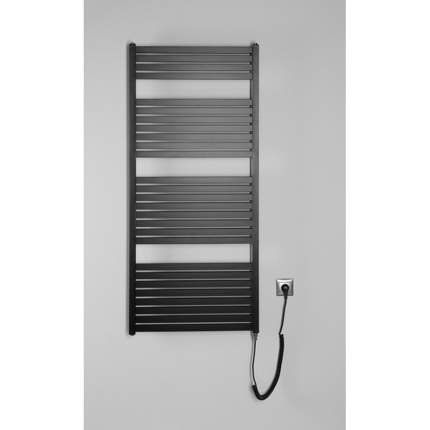 Aqualine - Radiatore elettrico da bagno TONDI-E 600W 133x60 cm nero opaco