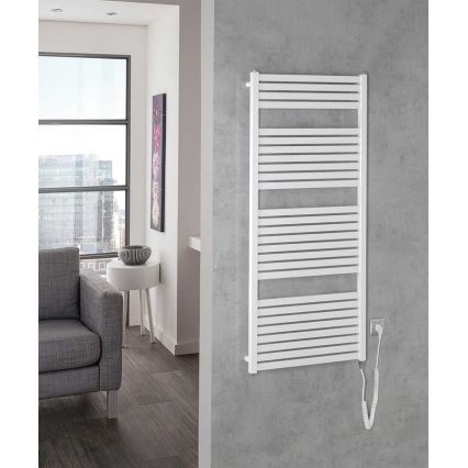 Aqualine - Radiatore elettrico da bagno TONDI-E 600W/230V 133 cm bianco dritto