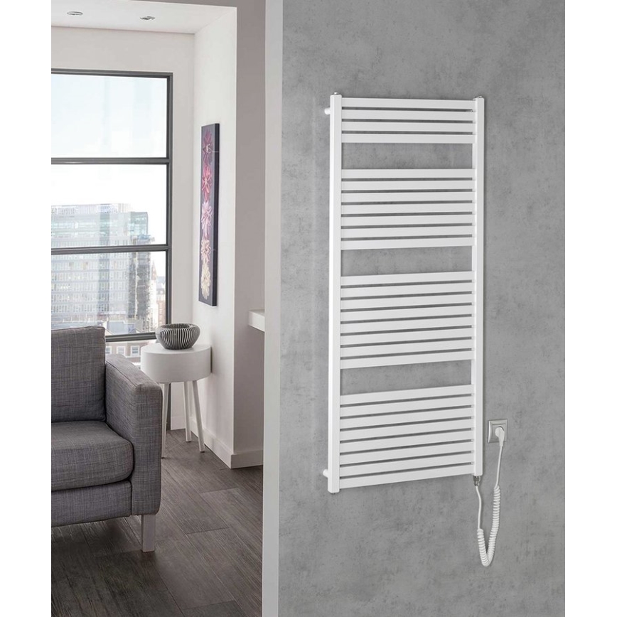 Aqualine - Radiatore elettrico da bagno TONDI-E 600W/230V 133 cm bianco dritto