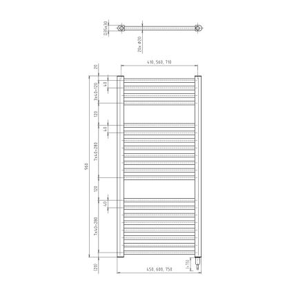 Aqualine - Radiatore elettrico per bagno DIRECT-E 300W 96x45 cm bianco