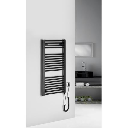 Aqualine - Radiatore elettrico per bagno DIRECT-E 300W 96x45 cm nero opaco