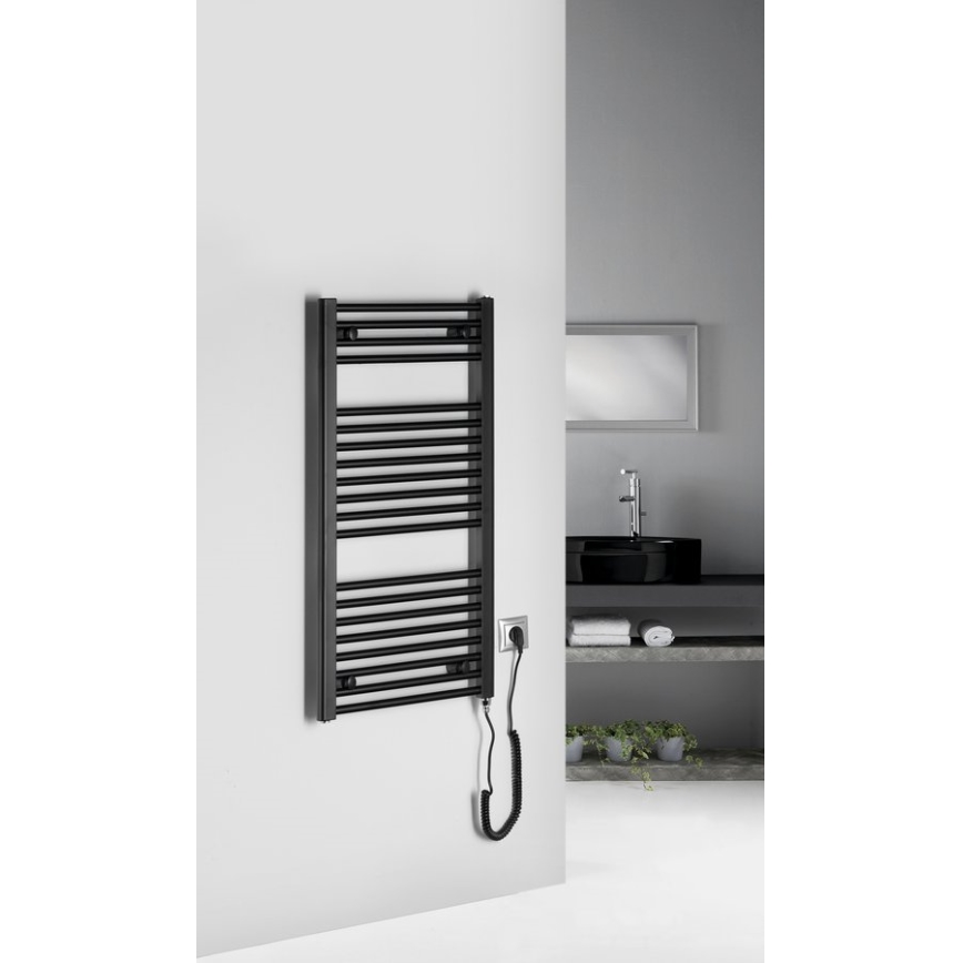 Aqualine - Radiatore elettrico per bagno DIRECT-E 300W 96x45 cm nero opaco