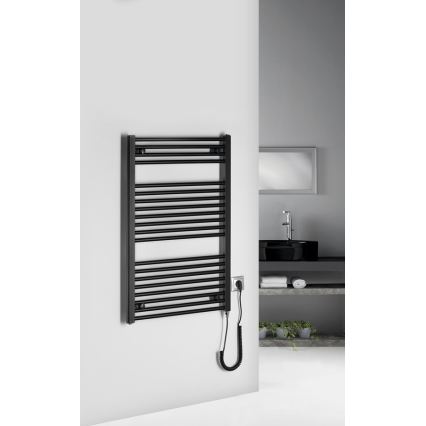 Aqualine - Radiatore elettrico per bagno DIRECT-E 400W 96x60 cm nero opaco