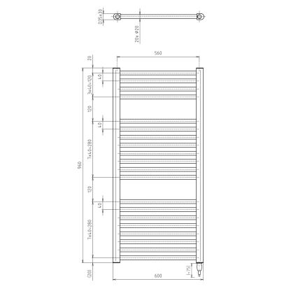 Aqualine - Radiatore elettrico per bagno DIRECT-E 400W 96x60 cm nero opaco