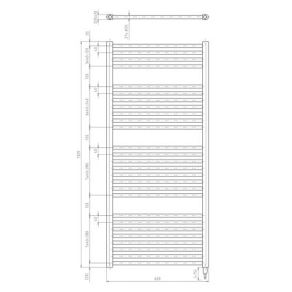 Aqualine - Radiatore elettrico per bagno DIRECT-E 600 W 132 x 60 cm, bianco