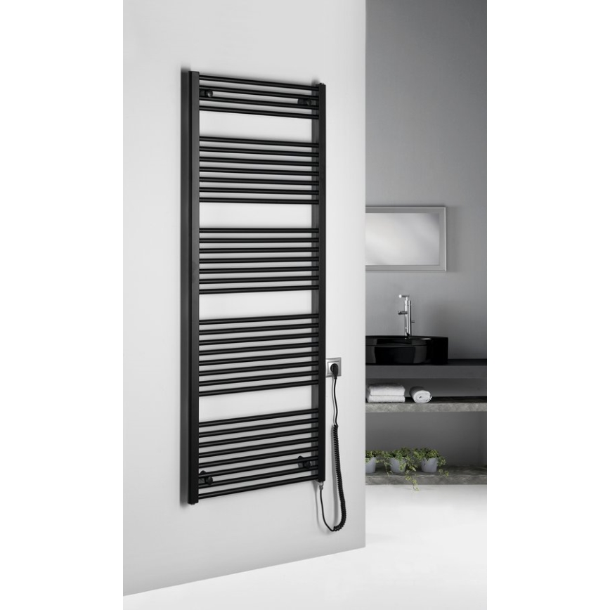 Aqualine - Radiatore elettrico per bagno DIRECT-E 800 W 168 x 60 cm nero opaco