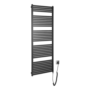 Aqualine - Radiatore elettrico per bagno TONDI-E 800 W 169 x 60 cm nero opaco