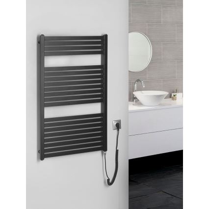 Aqualine - Radiatore elettrico per il bagno TONDI-E 400W 97x60 cm nero opaco