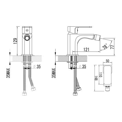 Aqualine - Rubinetto del bidet FACTOR cromo lucido