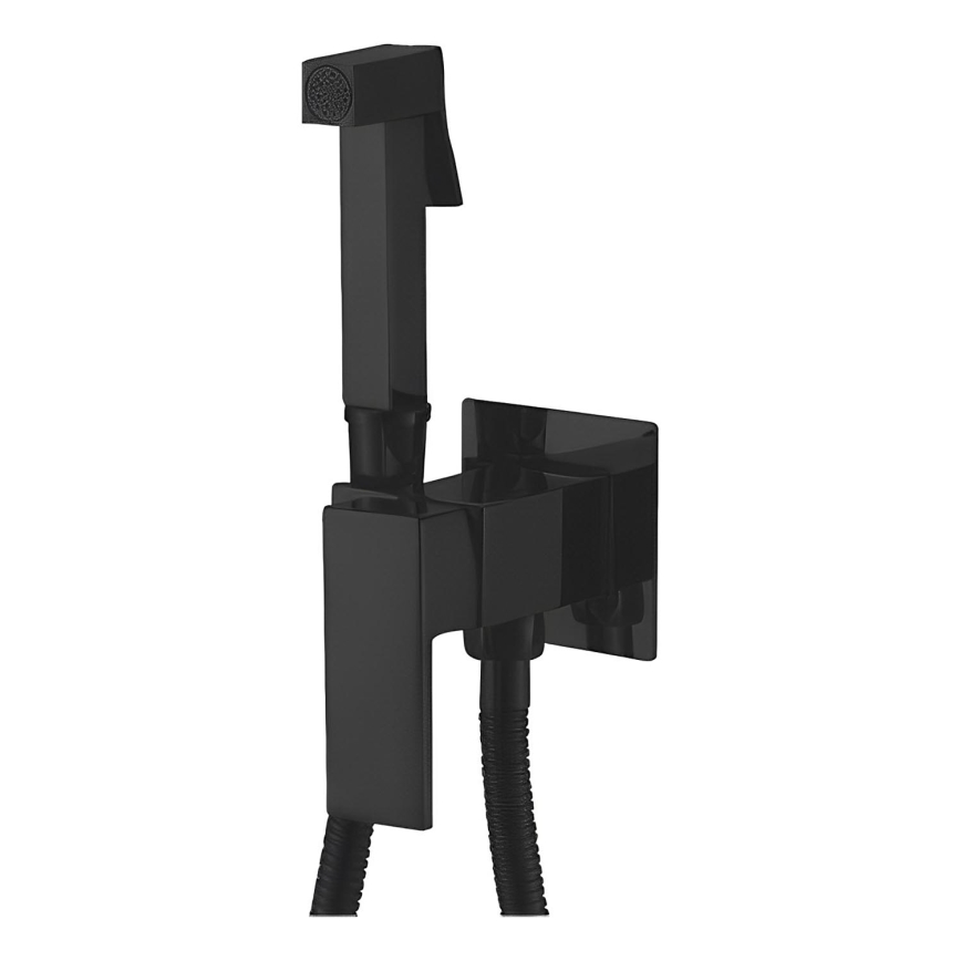 Aqualine - Rubinetto per bidet con doccia da incasso opaco nero