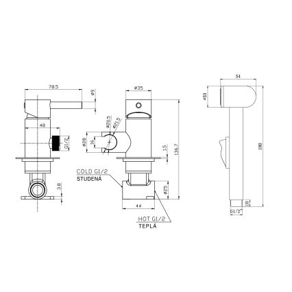 Aqualine - Rubinetto per bidet con doccia da incasso opaco nero