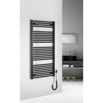 Aqualine - Scaldasalviette elettrico da bagno DIRECT-E 600W 132x60 cm nero opaco