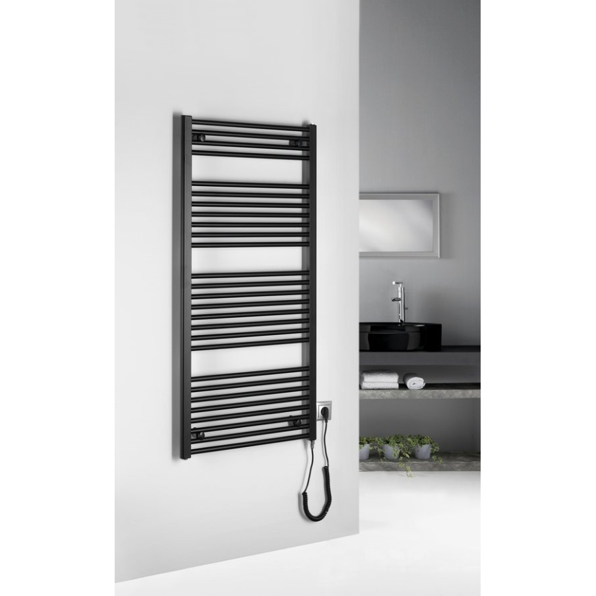 Aqualine - Scaldasalviette elettrico da bagno DIRECT-E 600W 132x60 cm nero opaco