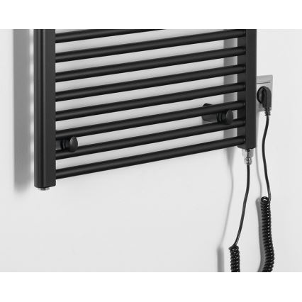 Aqualine - Scaldasalviette elettrico da bagno DIRECT-E 600W 132x60 cm nero opaco