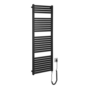 Aqualine - Scaldasalviette elettrico da bagno TONDI-E 500 W 133 x 45 cm nero opaco