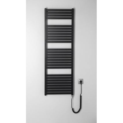 Aqualine - Scaldasalviette elettrico da bagno TONDI-E 500 W 133 x 45 cm nero opaco