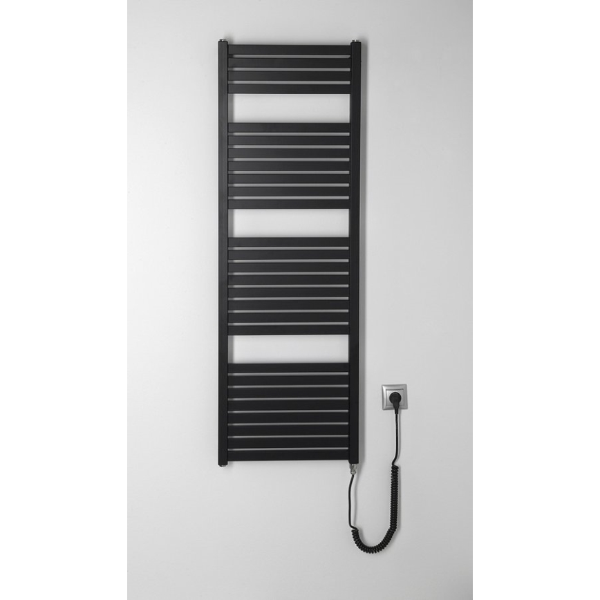 Aqualine - Scaldasalviette elettrico da bagno TONDI-E 500 W 133 x 45 cm nero opaco