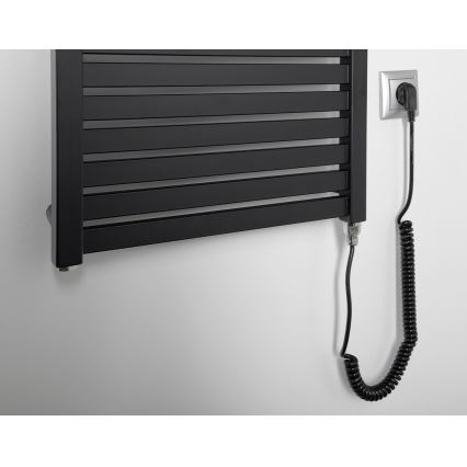 Aqualine - Scaldasalviette elettrico da bagno TONDI-E 500 W 133 x 45 cm nero opaco