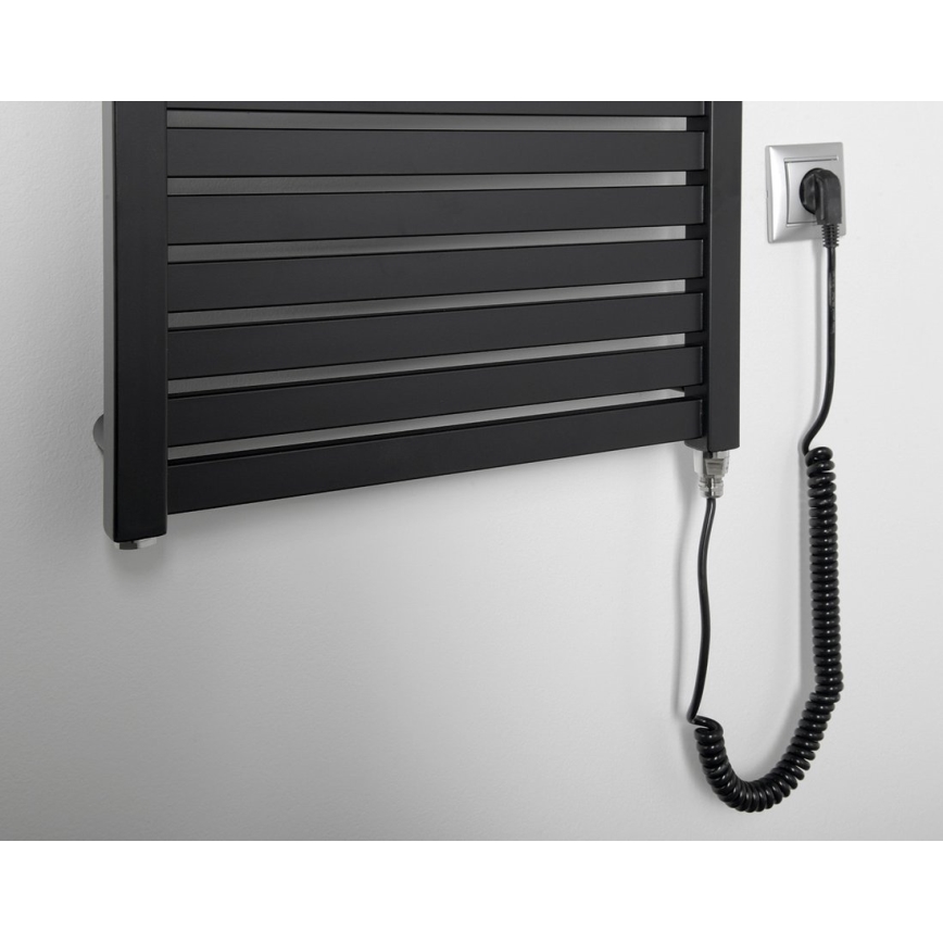 Aqualine - Scaldasalviette elettrico da bagno TONDI-E 500 W 133 x 45 cm nero opaco