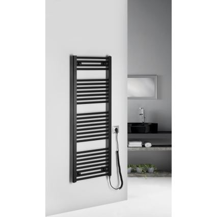 Aqualine - Scaldasalviette elettrico per bagno DIRECT-E 400W 132x45 cm nero opaco