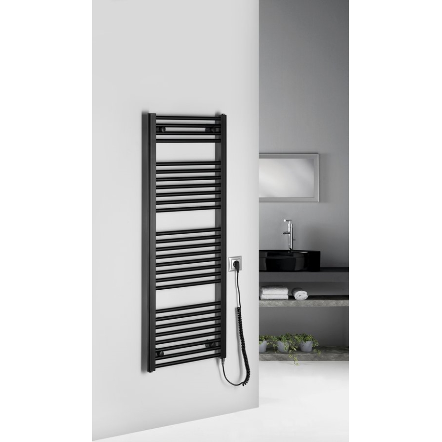 Aqualine - Scaldasalviette elettrico per bagno DIRECT-E 400W 132x45 cm nero opaco