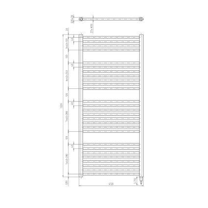 Aqualine - Scaldasalviette elettrico per bagno DIRECT-E 400W 132x45 cm nero opaco