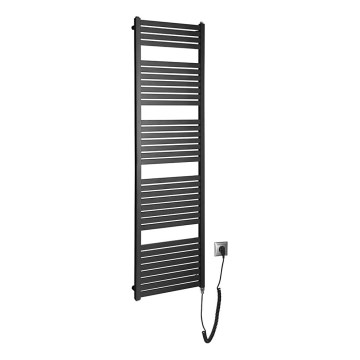 Aqualine - Scaldasalviette elettrico per bagno TONDI-E 600W 169x45 cm nero opaco