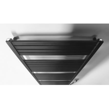 Aqualine - Scaldasalviette elettrico per bagno TONDI-E 600W 169x45 cm nero opaco