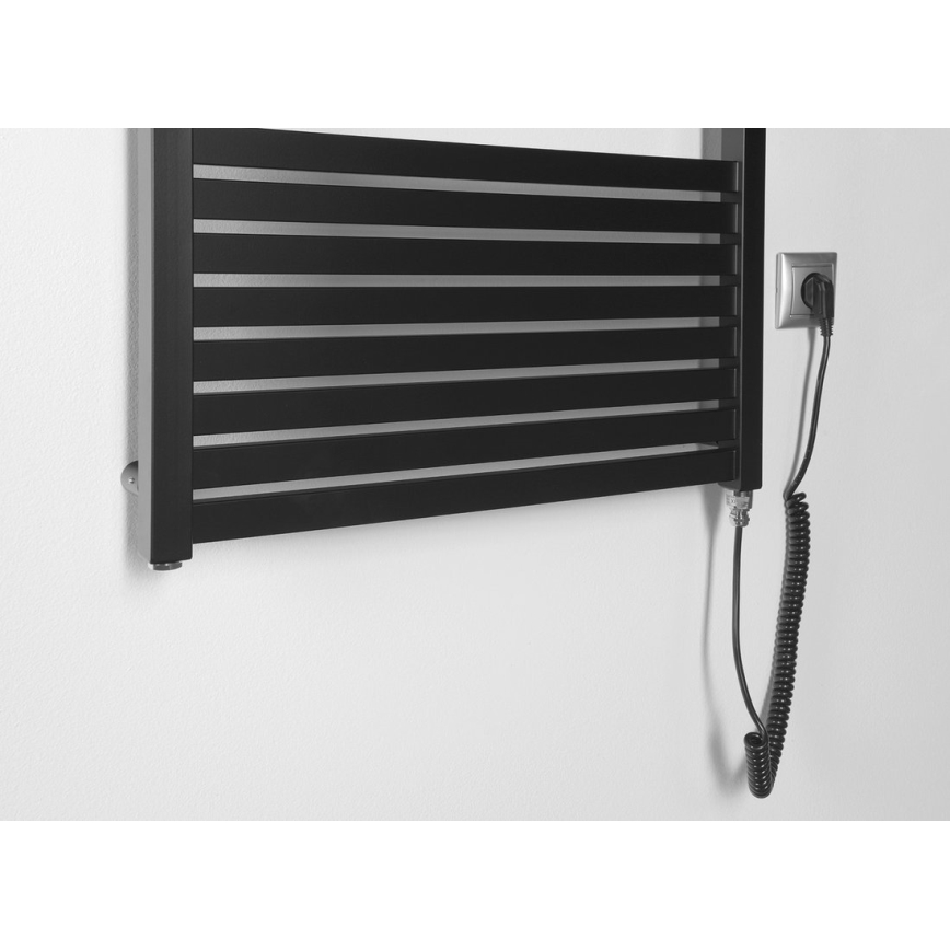 Aqualine - Scaldasalviette elettrico per bagno TONDI-E 600W 169x45 cm nero opaco