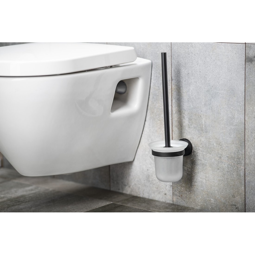 Aqualine - Scopino a parete SAMBA bianco latte vetro/opaco nero