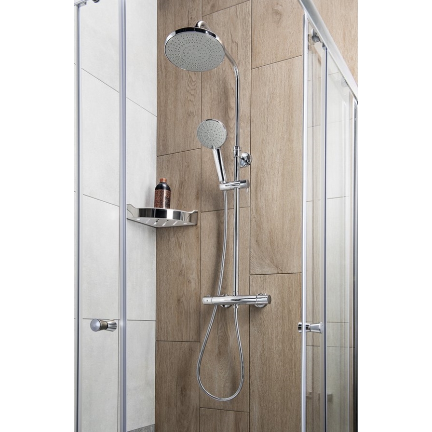 Aqualine - Set da doccia con rubinetto termostatico LIGA cromo lucido