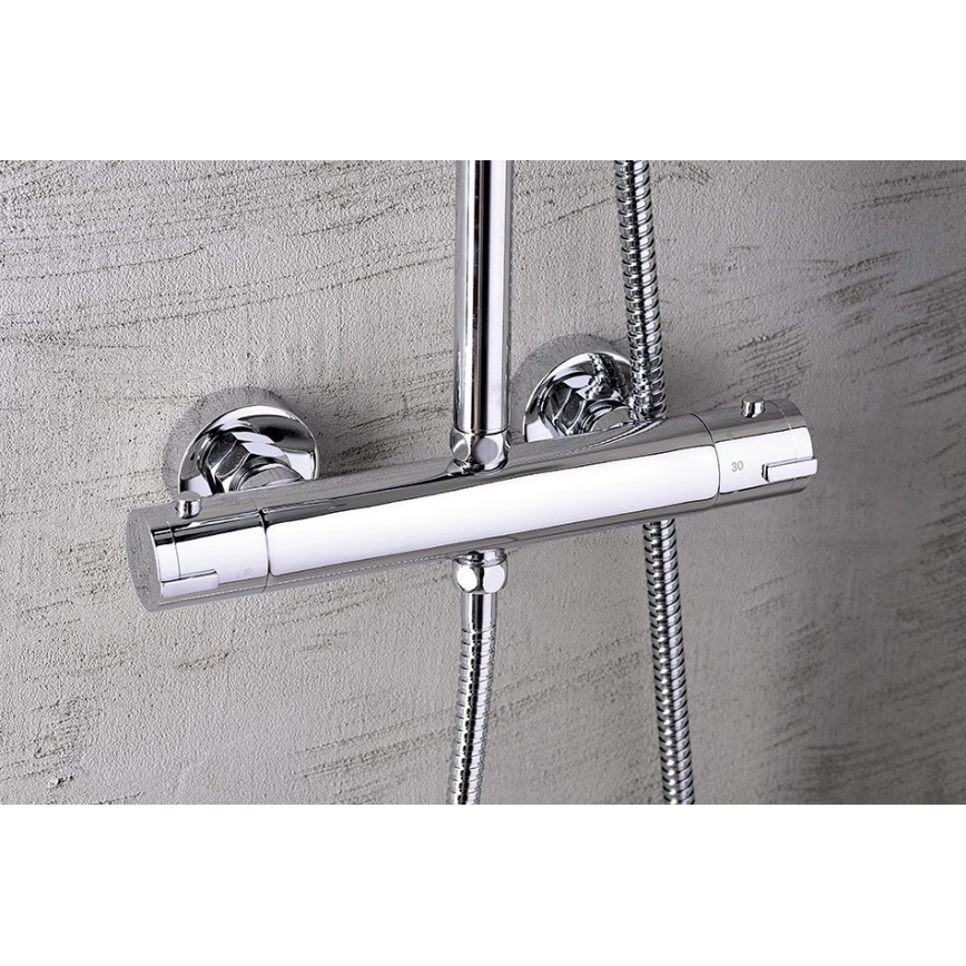 Aqualine - Set da doccia con rubinetto termostatico LIGA cromo lucido