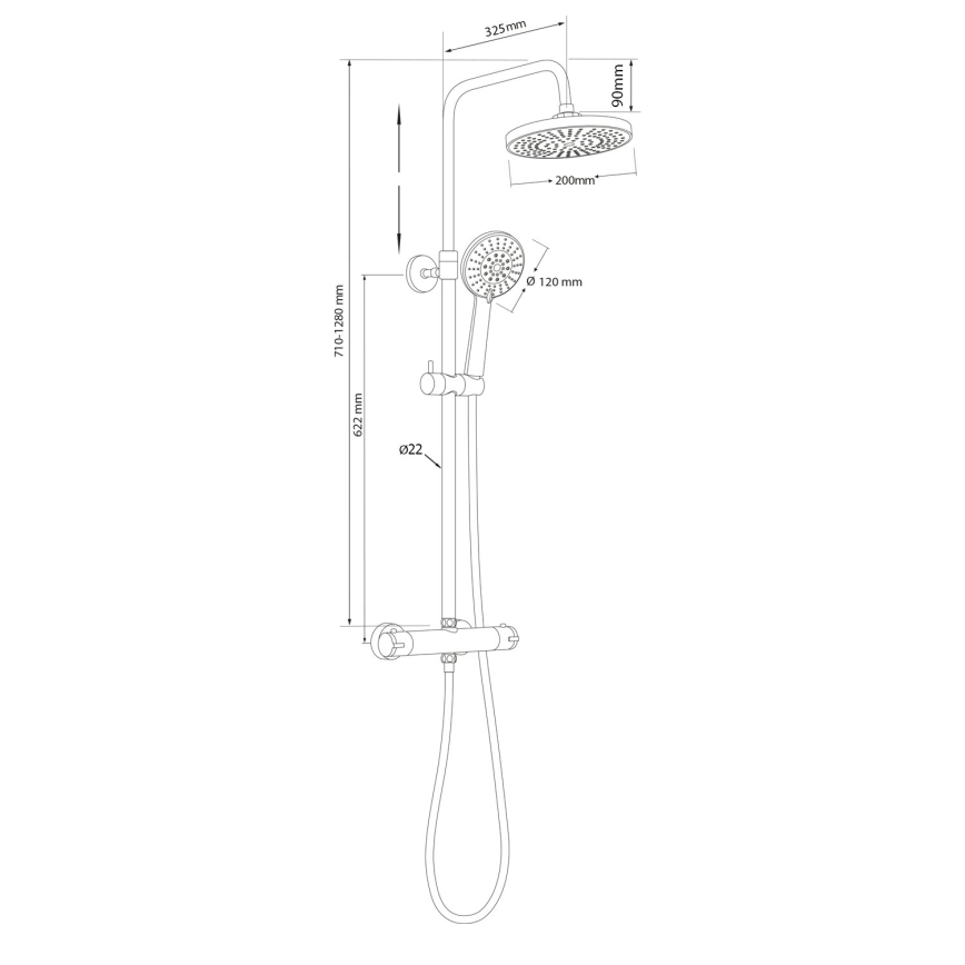 Aqualine - Set da doccia con rubinetto termostatico LIGA cromo lucido
