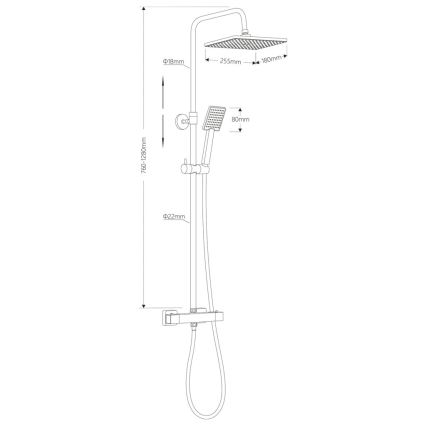 Aqualine - Set da doccia con rubinetto termostatico TALIA cromo lucido